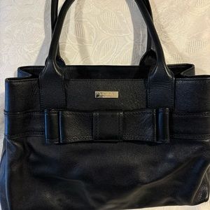 Kate Spade Quinn Villabella Avenue Black Bow Leather Bag Purse Pokadot Lining